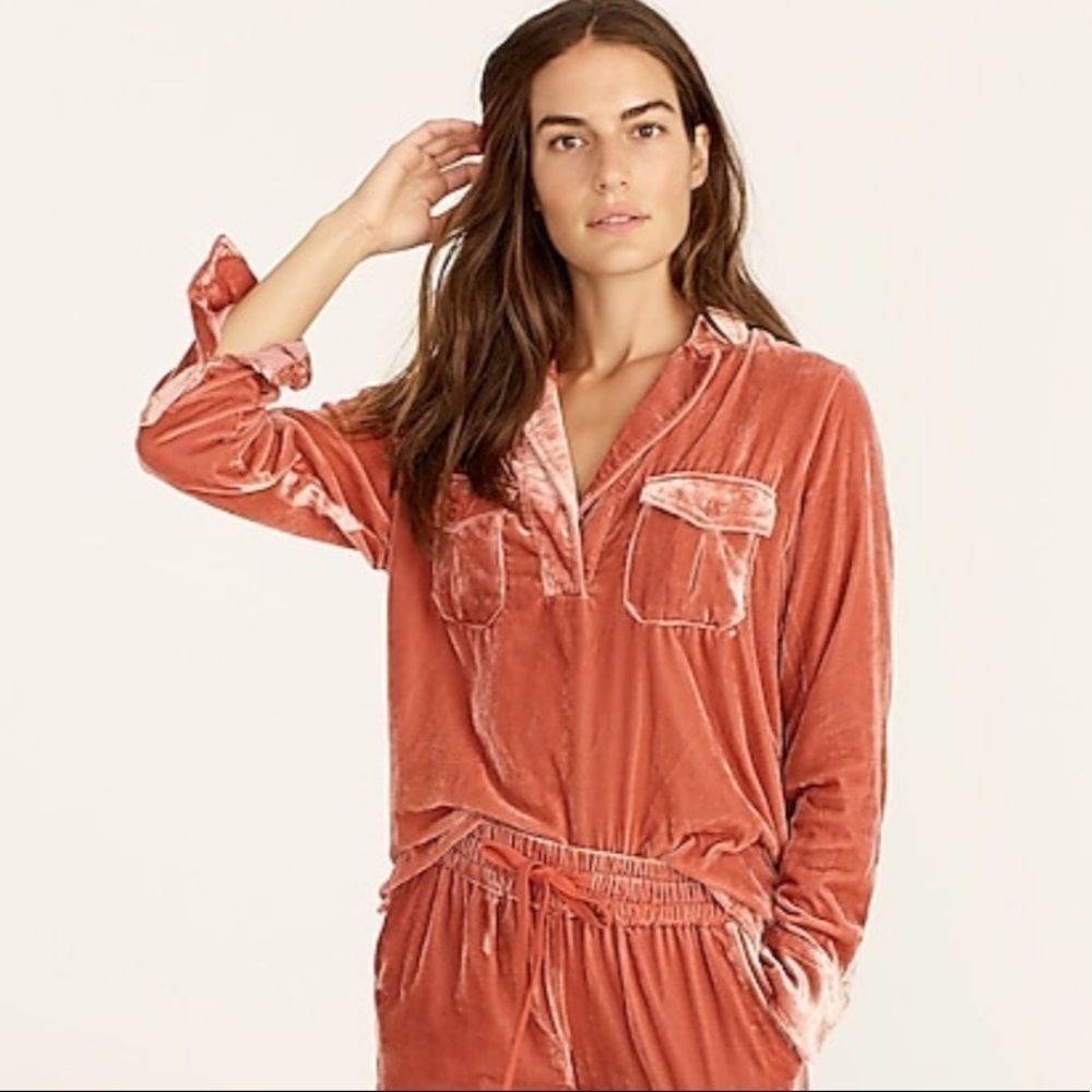 J crew velvet patch pocket popover shirt burnished barn